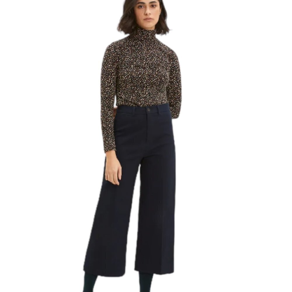 Frank & Oak Josephine Wide Leg Crop Pant  Navy Blue Size 2